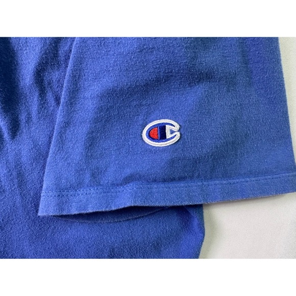 Champion Authentic Athleticwear T-Shirt Blue Script Logo Cotton Mens Size Medium - Picture 3 of 8
